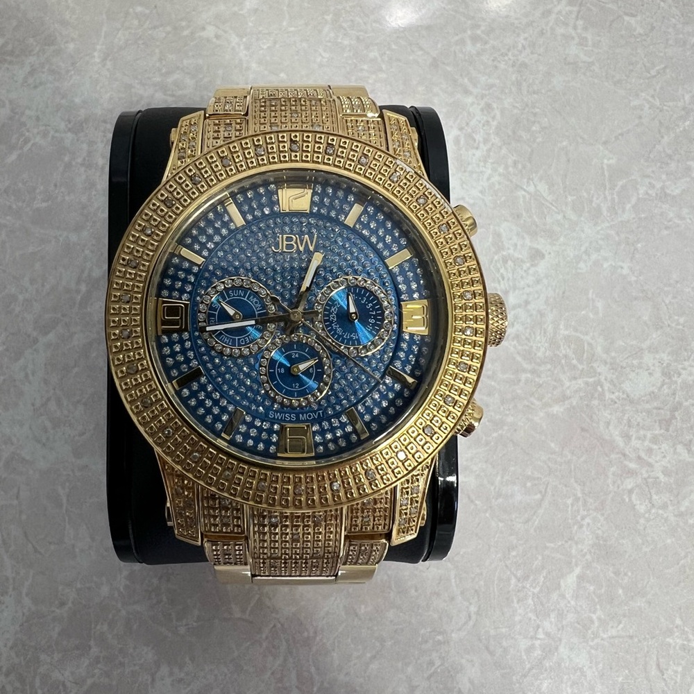 JBW Gold and Blue Chronograph Watch